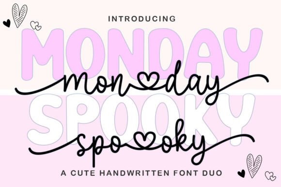 Monday Spooky Script: A Handwriting Font Duo for Playful Designs