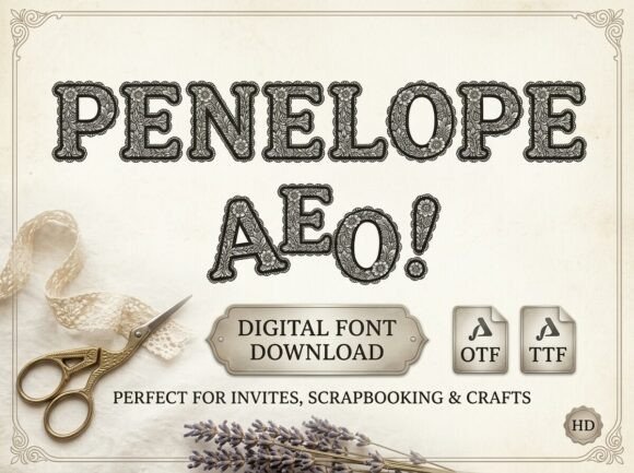 Penelope: The Digital Lace Font for Elegant Design